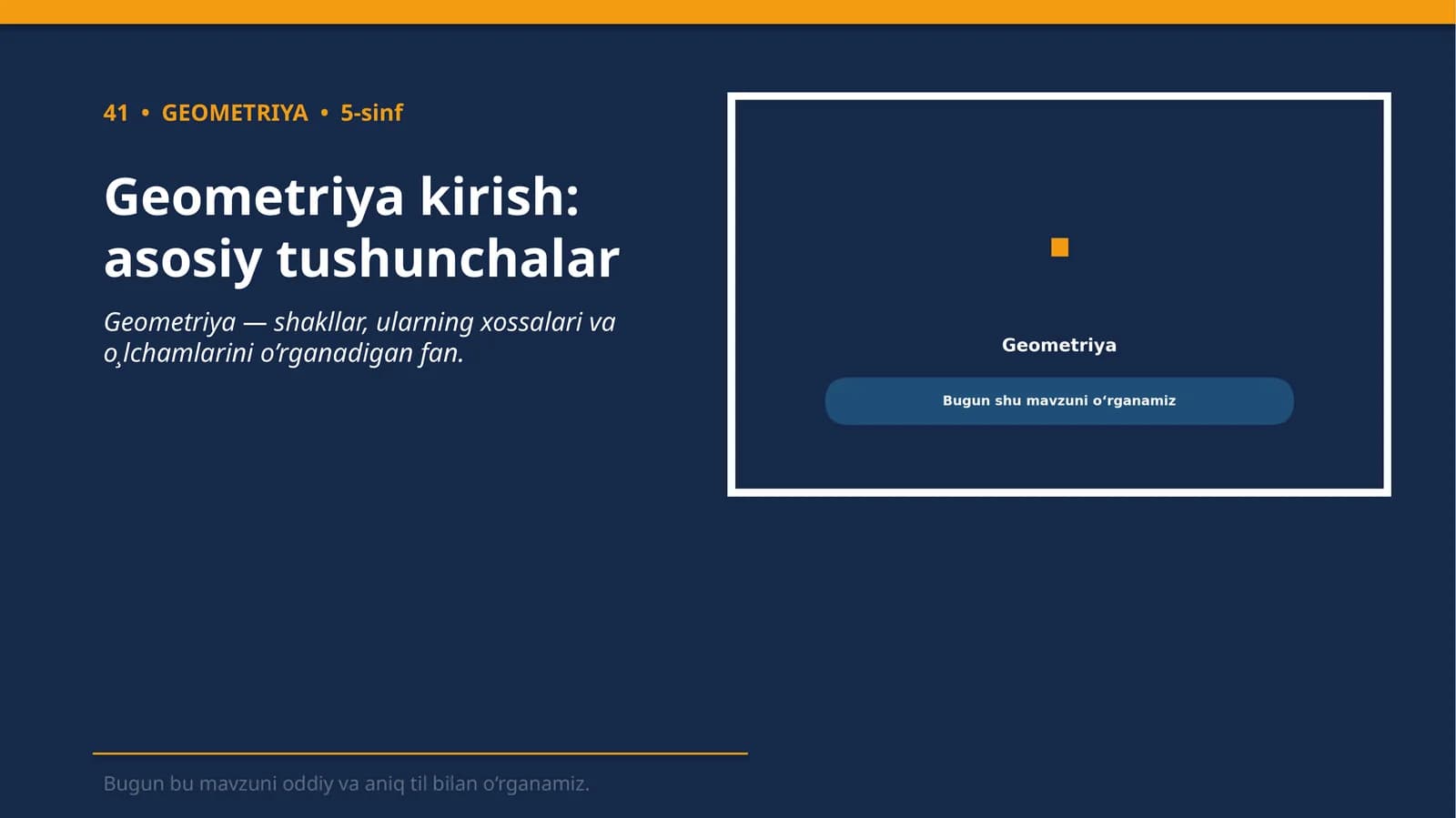 Geometriya kirish: asosiy tushunchalar