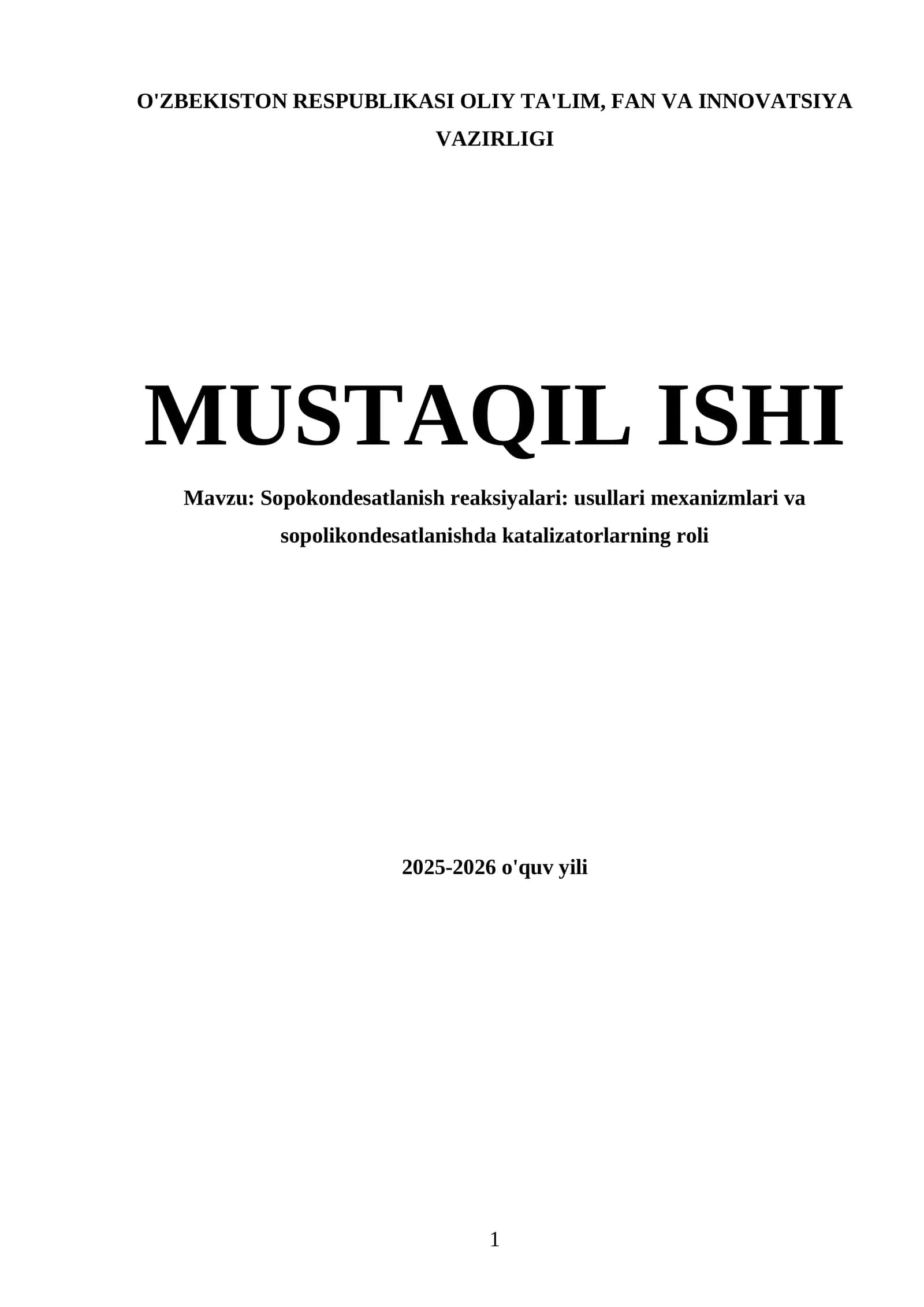 Sopokondesatlanish reaksiyalari: usullari mexanizmlari va sopolikondesatlanishda katalizatorlarning roli