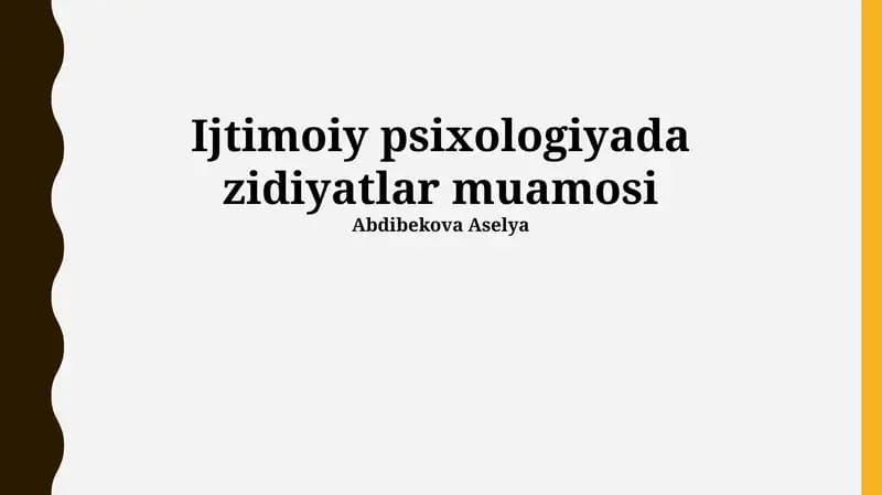 Ijtimoiy psixologiyada zidiyatlar muamosi