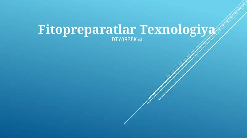 Fitopreparatlar Texnologiya