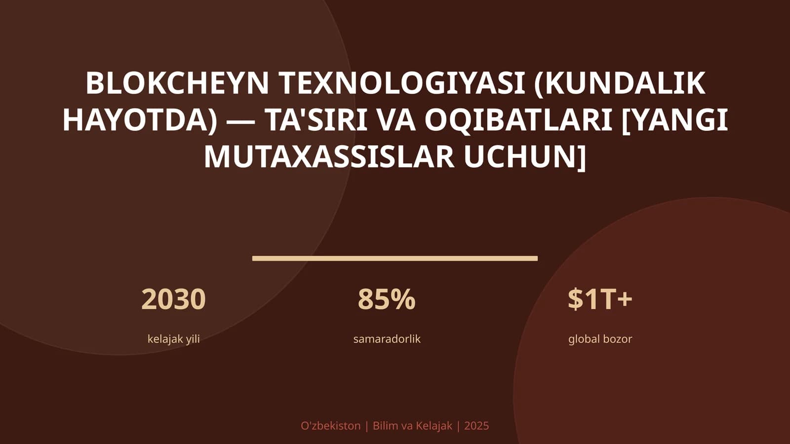 Blokcheyn texnologiyasi (kundalik hayotda) — ta'siri va oqibatlari [yangi mutaxassislar uchun]