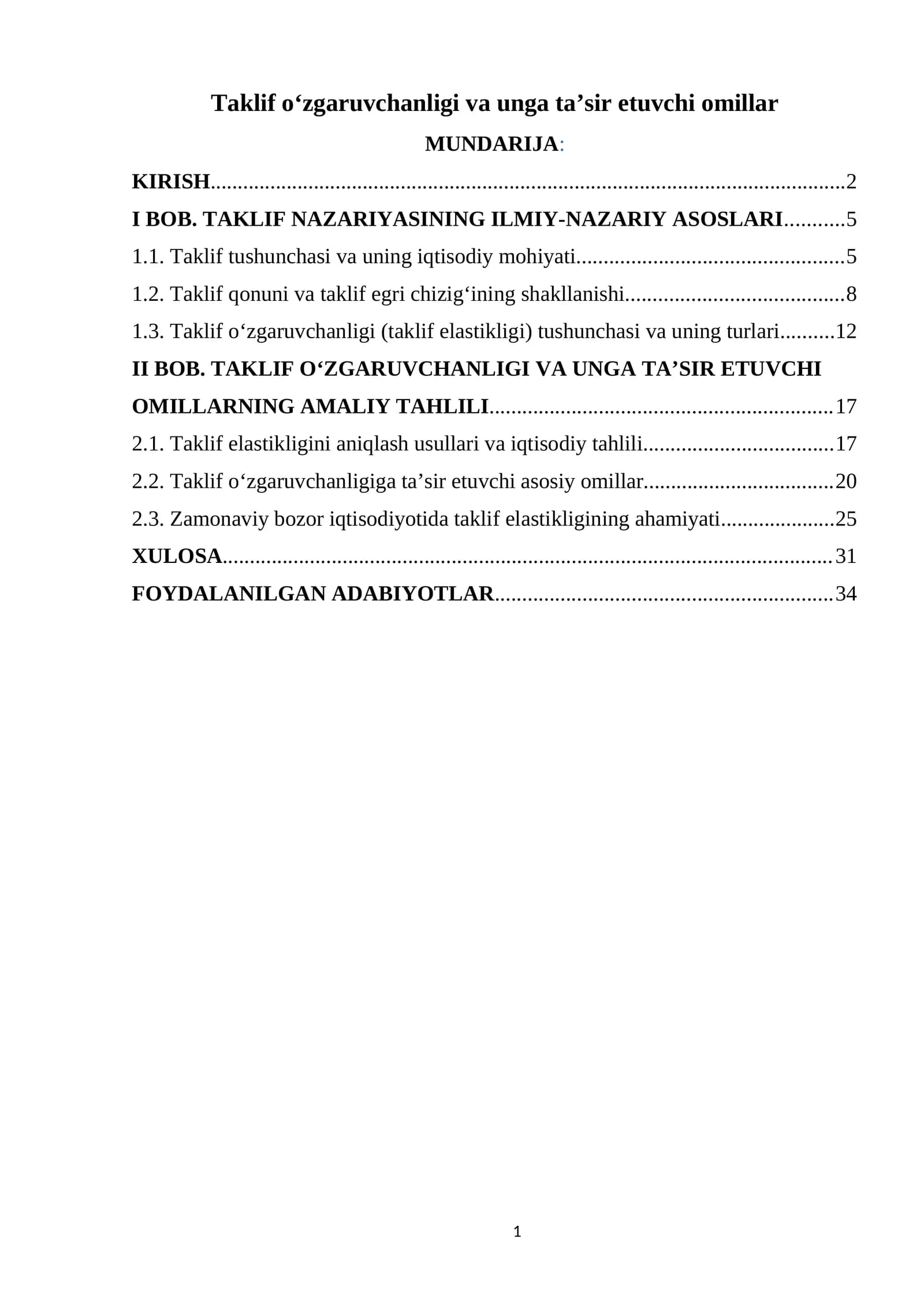 Taklif o‘zgaruvchanligi va unga ta’sir etuvchi omillar