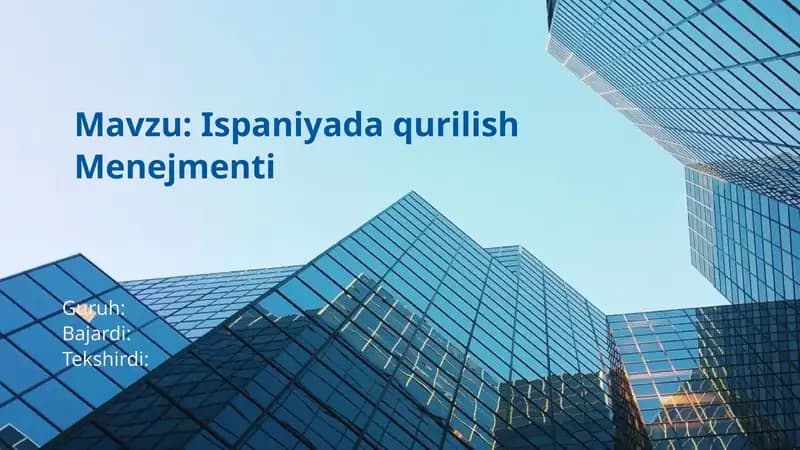 Ispaniyada Qurilish Menejmenti
