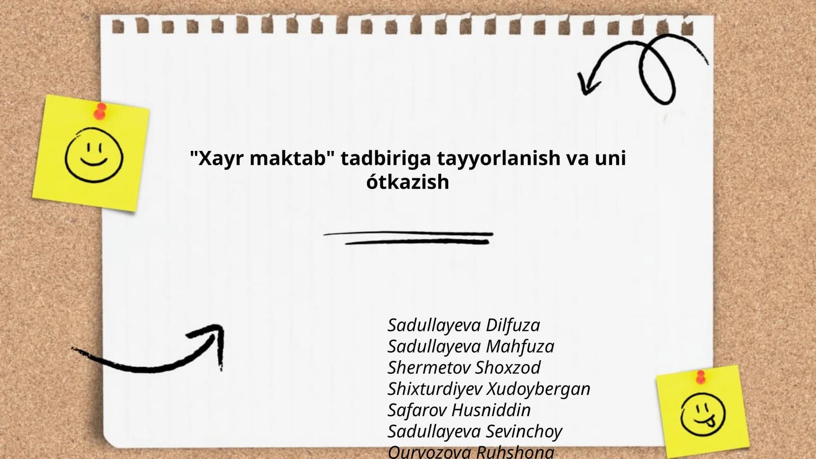 Xayr maktab tadbiriga tayyorlanish va uni ótkazish