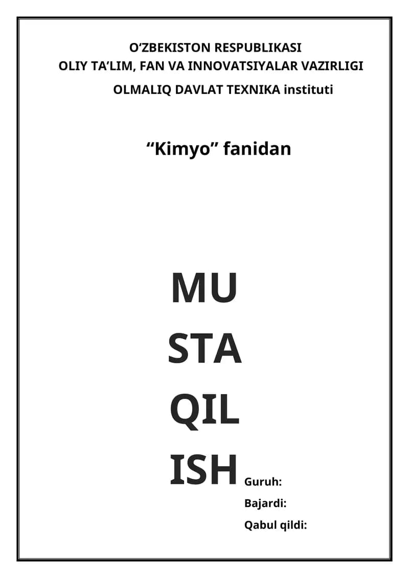 Davriy sistemaning V-B guruh elementlari