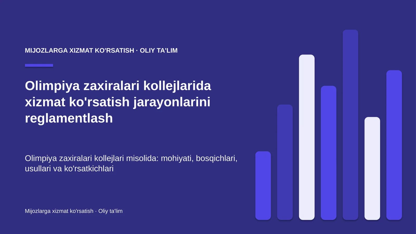 olimpiya zaxiralari kollejlarida xizmat ko'rsatish jarayonlarini reglamentlash 1596