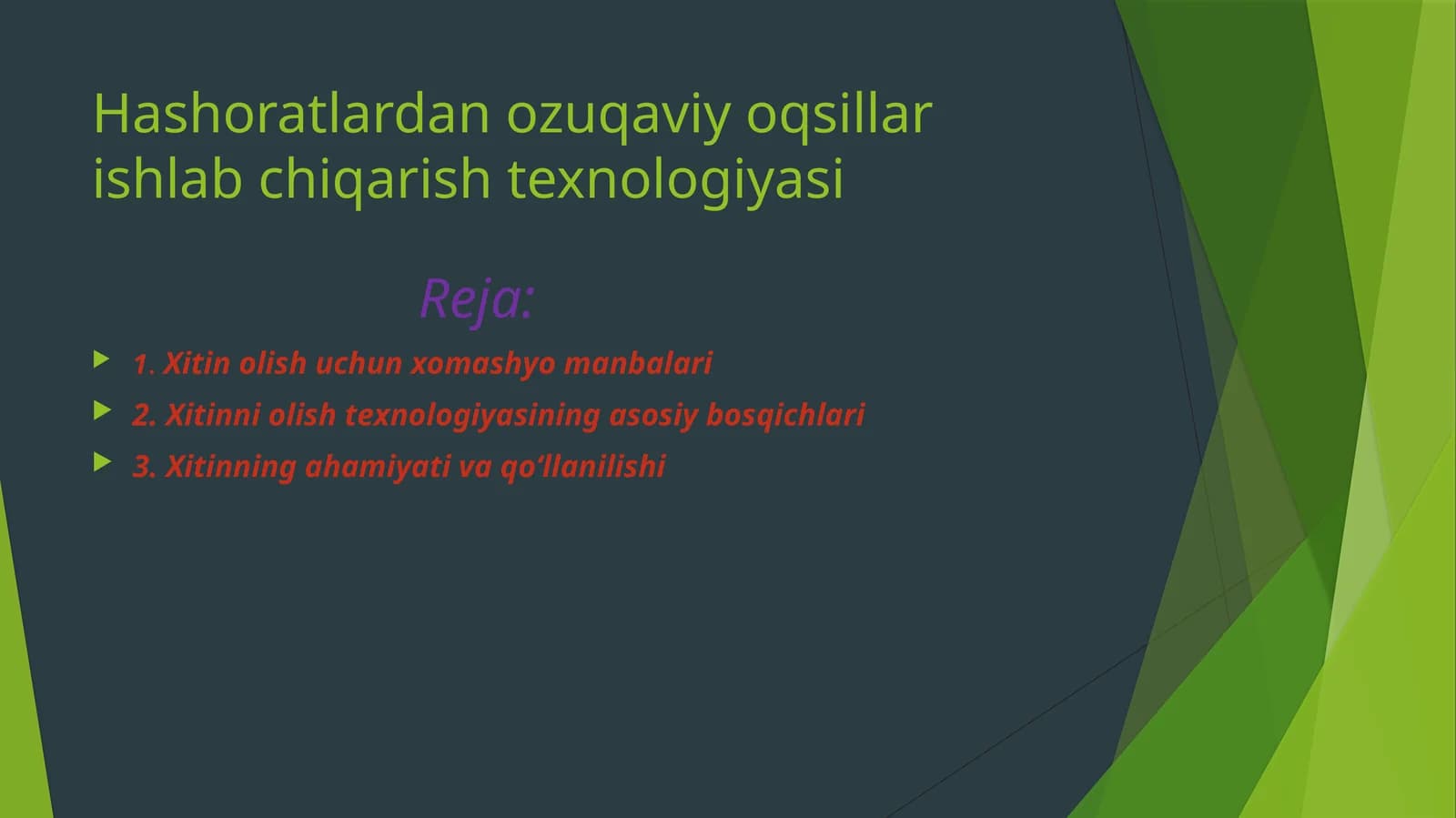 Hashoratlardan ozuqaviy oqsillar ishlab chiqarish texnologiyasi