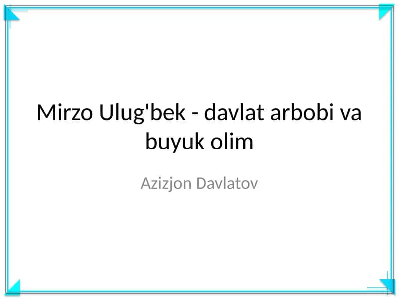 Mirzo Ulug'bek