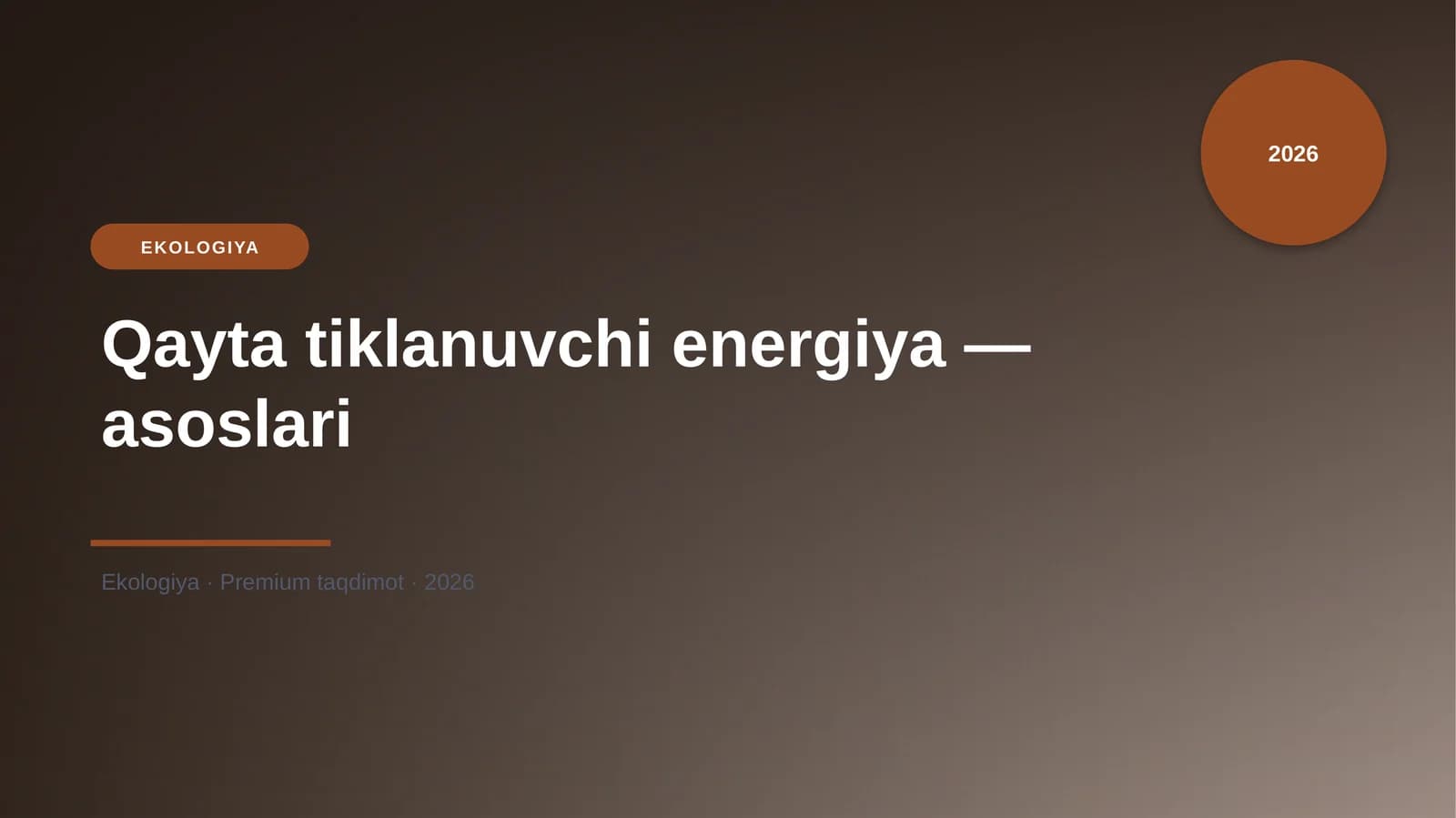 Qayta tiklanuvchi energiya — asoslari