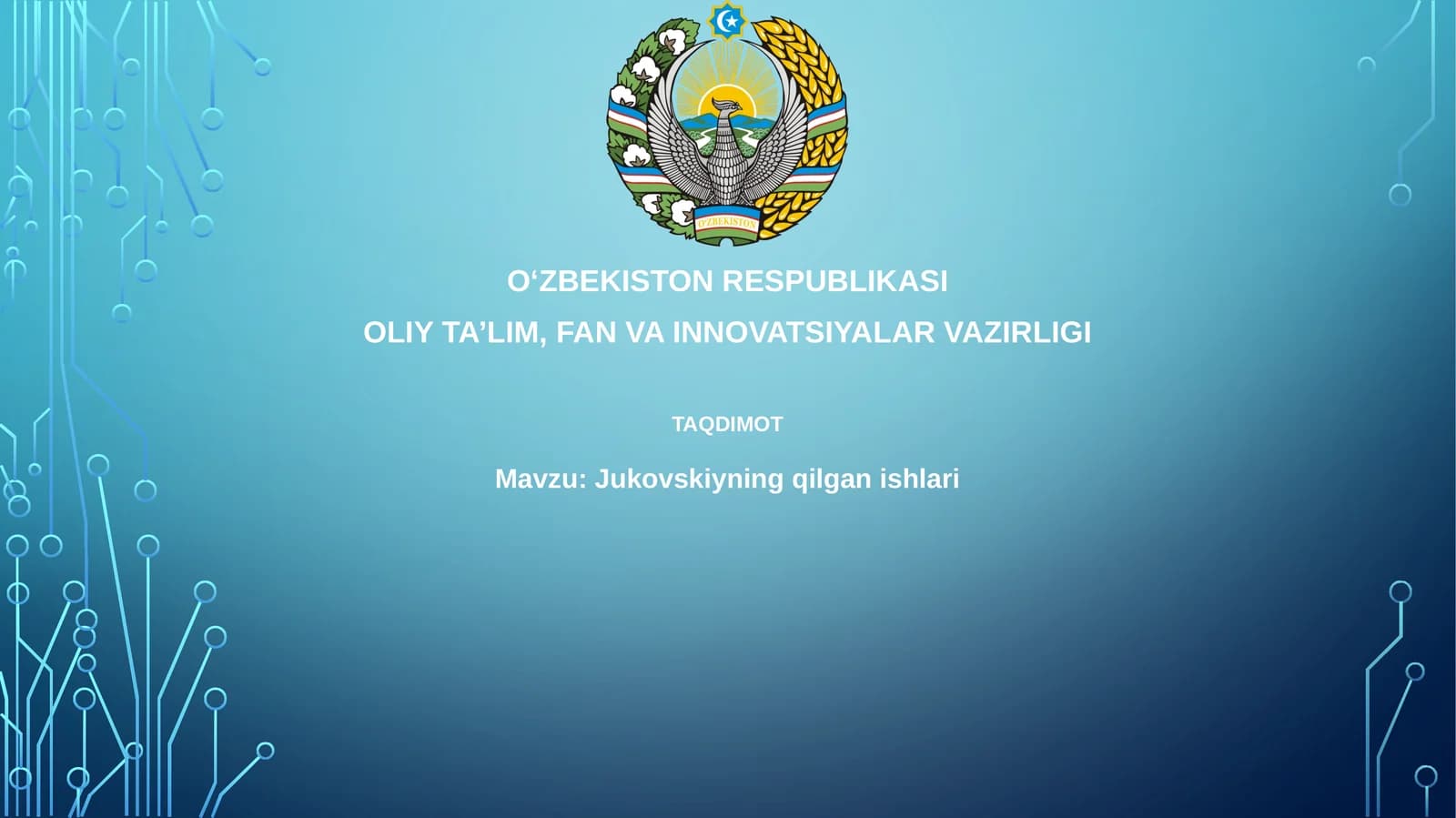 Jukovskiyning qilingan ishlari