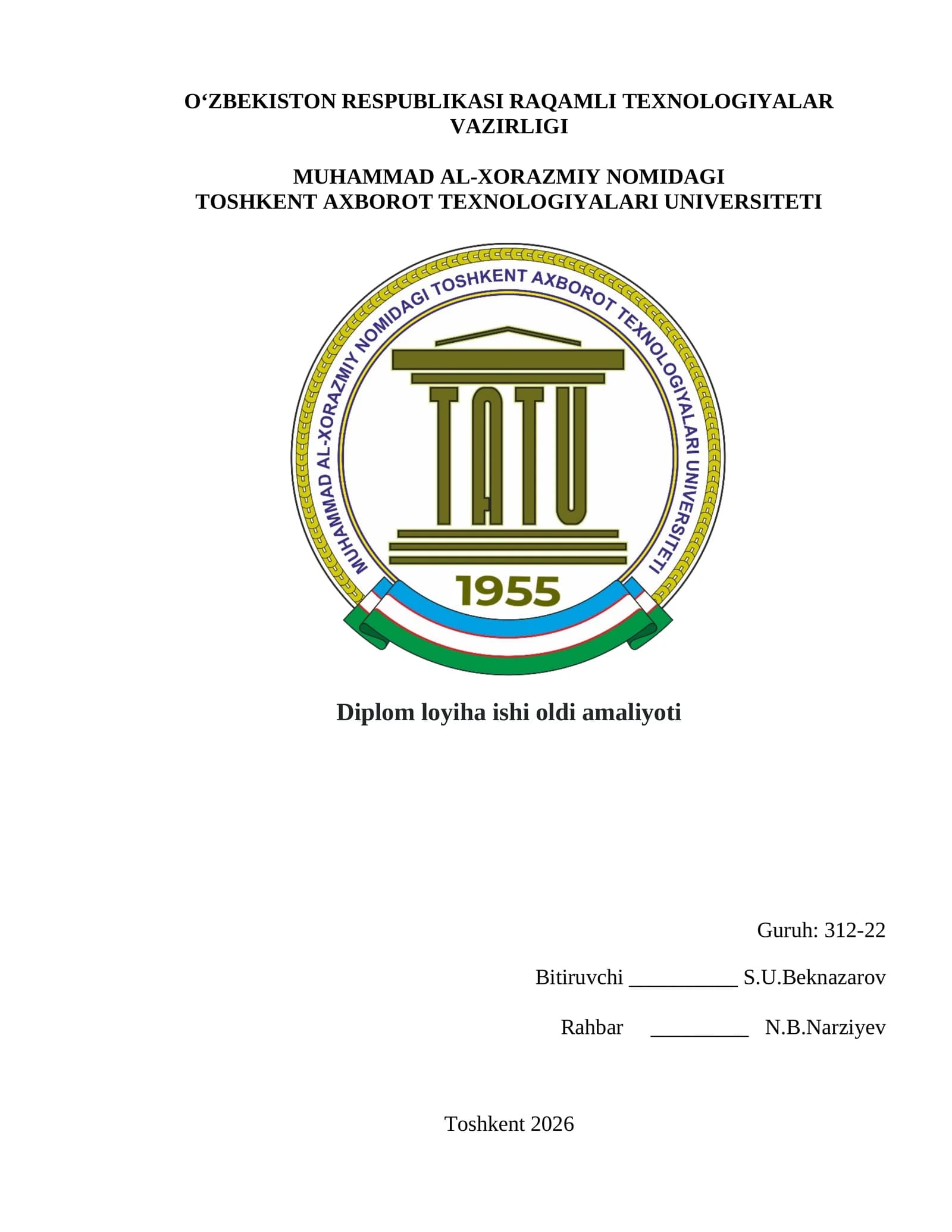 Diplom loyiha ishi oldi amaliyoti