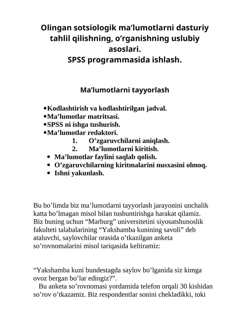 SPSS dasturi