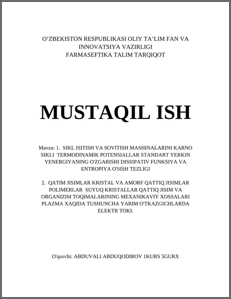 FARMASEFTIKA TALIM TARQIQOT