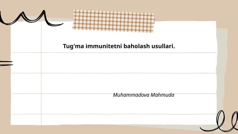 Tug'ma immunitetni baholash usullari