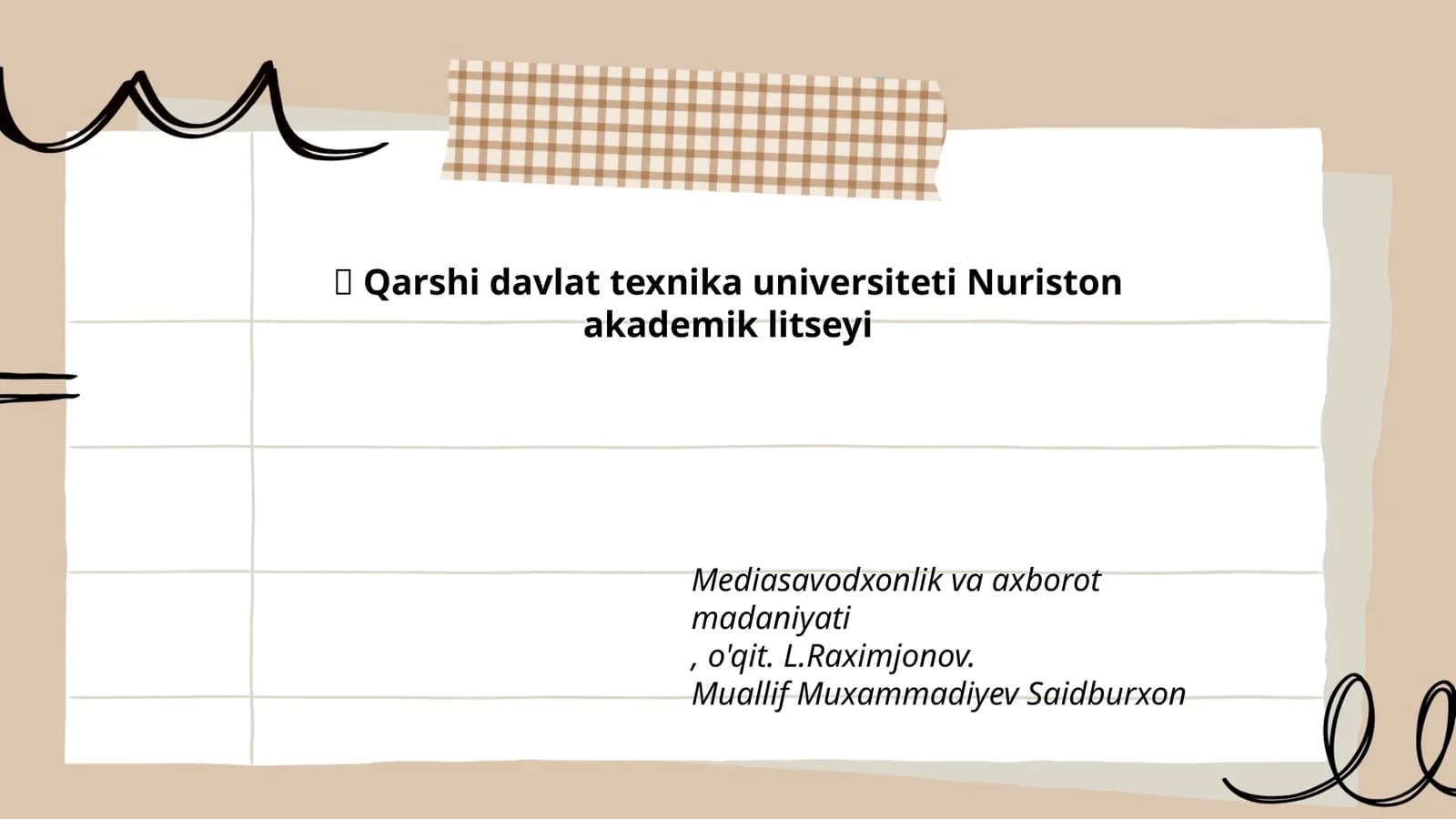 Qarshi davlat texnika universiteti Nuriston akademik litseyi