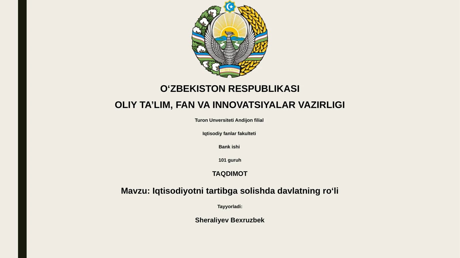 Iqtisodiyotni tartibga solishda davlatning roʻli