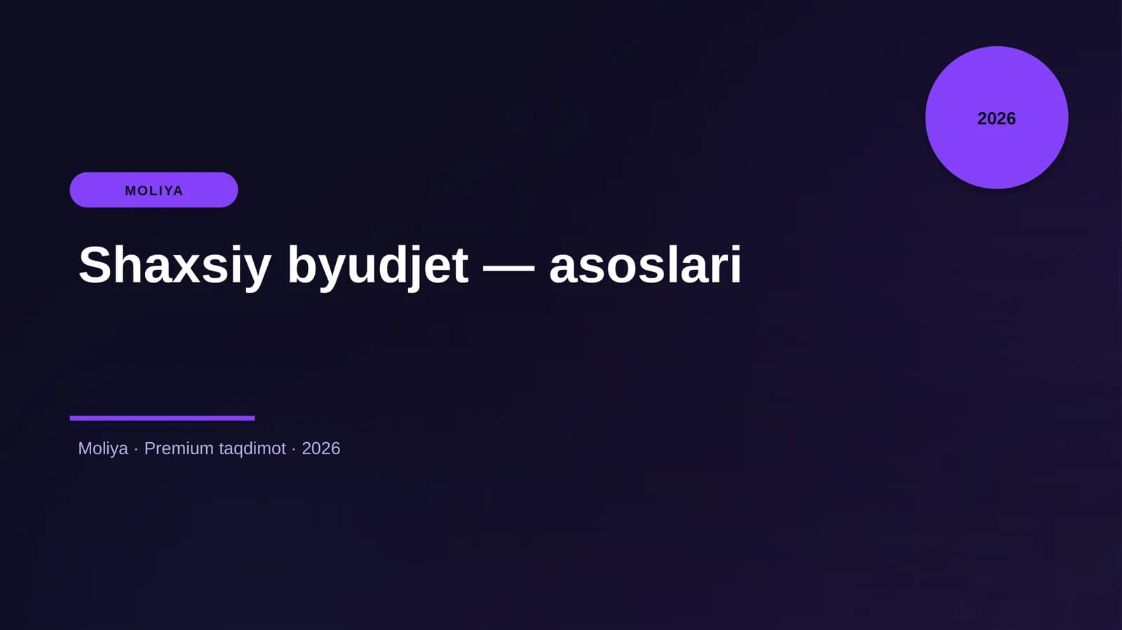 Shaxsiy byudjet — asoslari