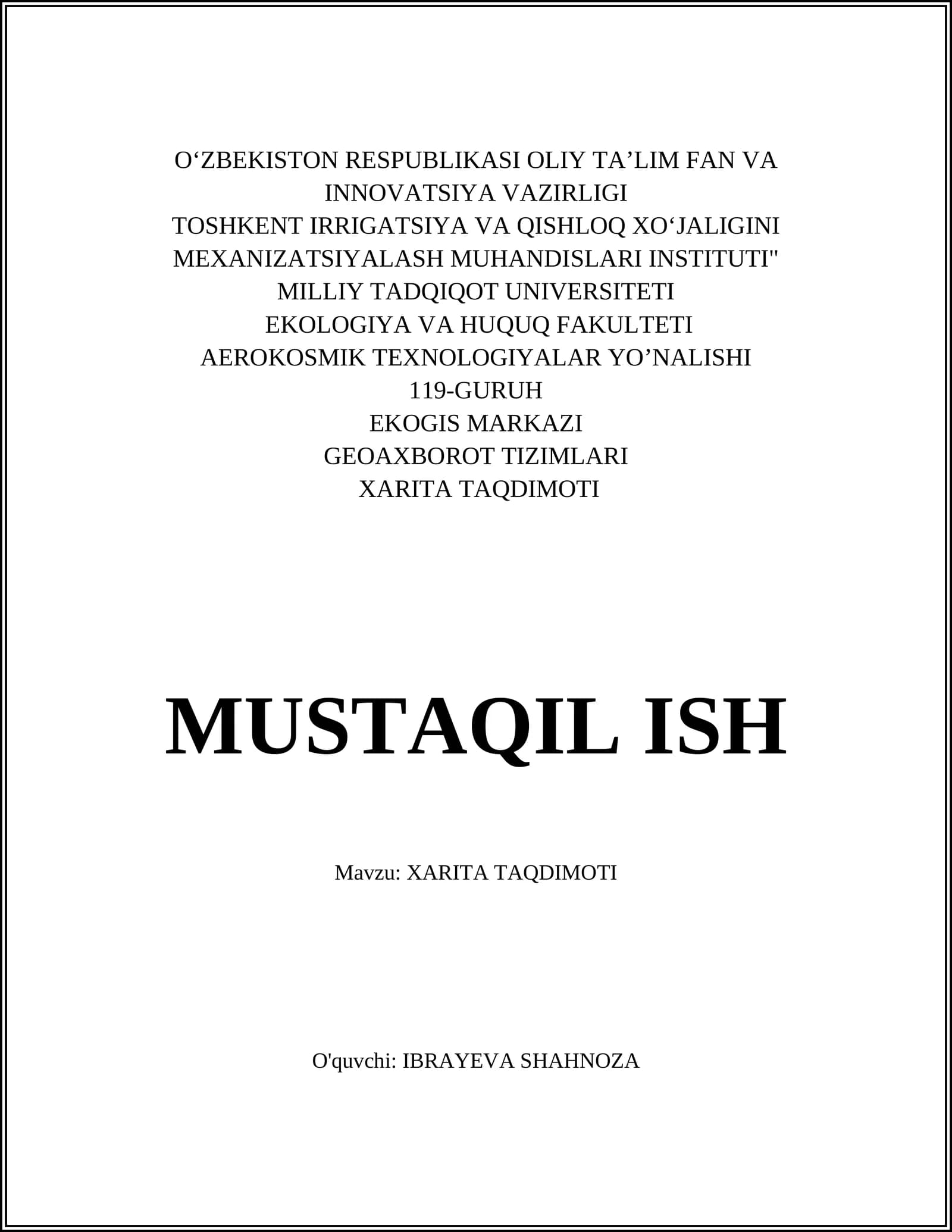 Xarita Taqdimoti