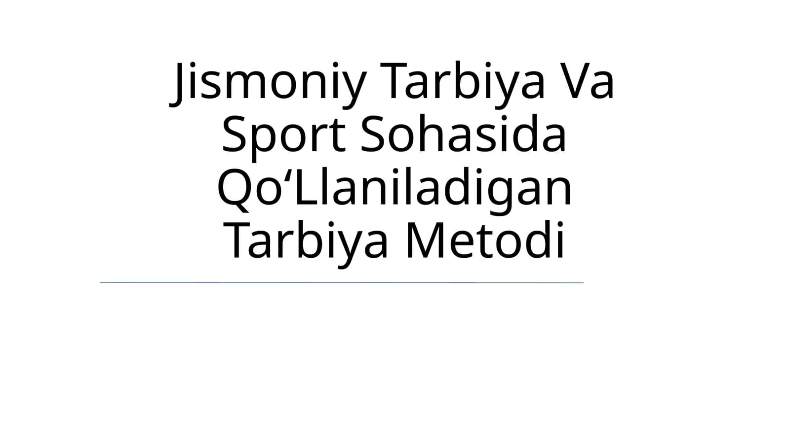 Jismoniy Tarbiya Va Sport Sohasida QoʻLlaniladigan Tarbiya Metodi