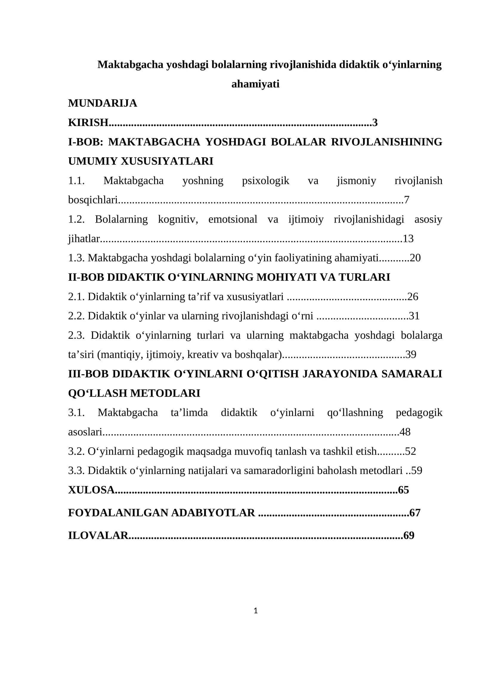 Maktabgacha yoshdagi bolalarning rivojlanishida didaktik oʻyinlarning ahamiyati