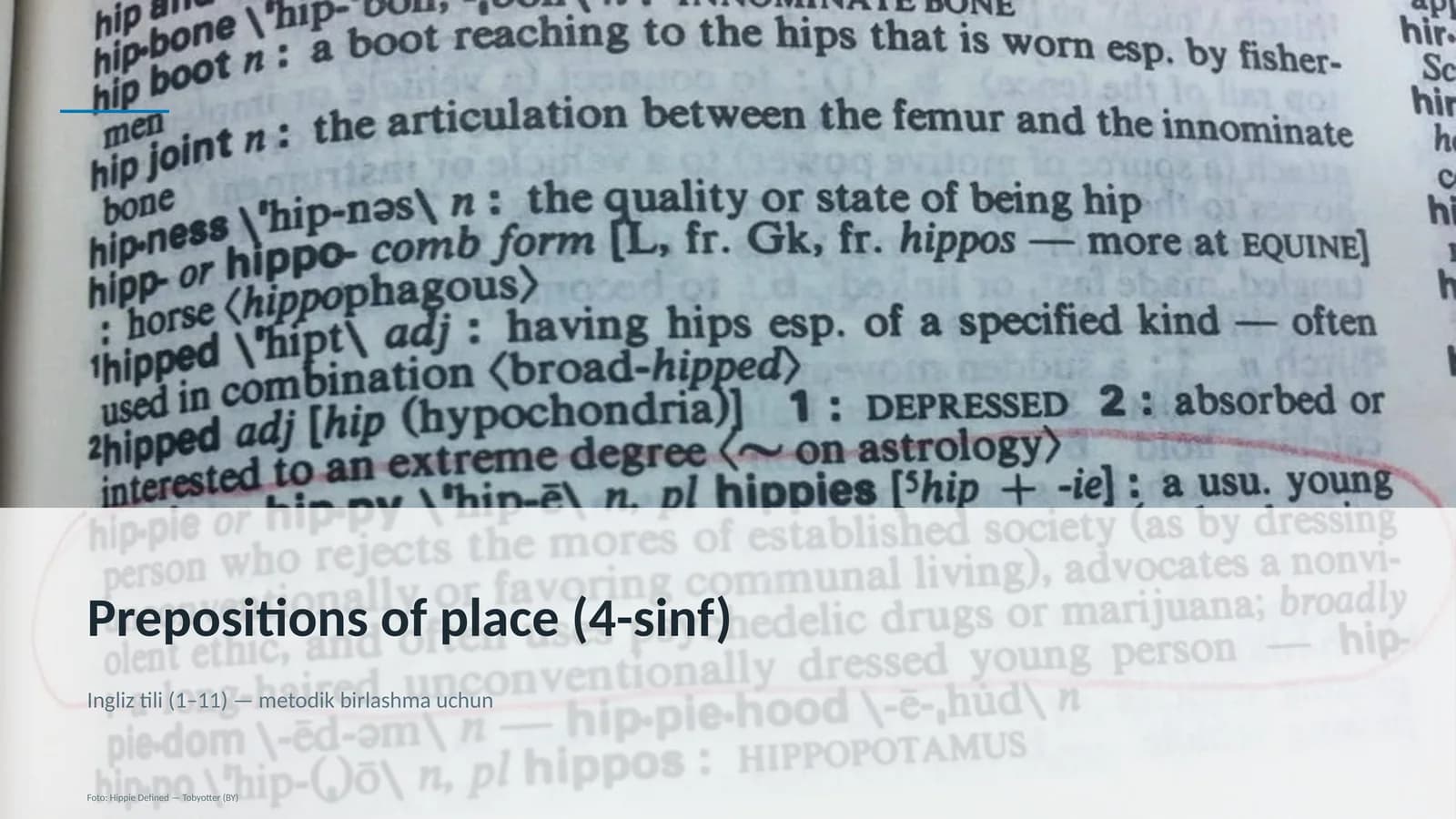 Prepositions of place (4-sinf)