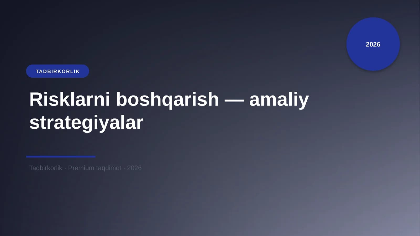 Risklarni boshqarish — amaliy strategiyalar