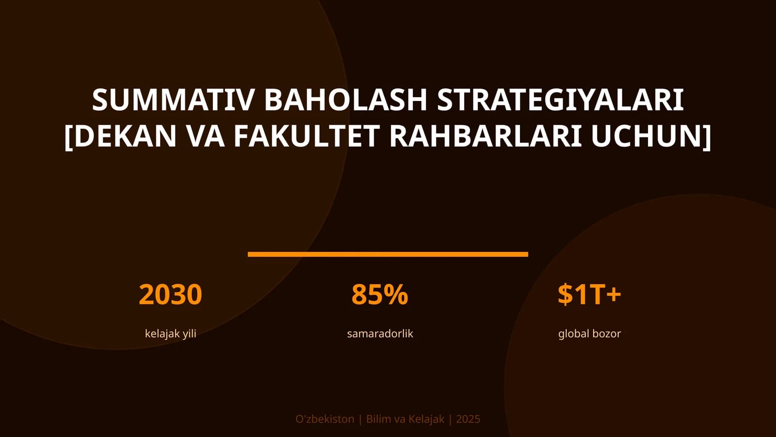 Summativ baholash strategiyalari [dekan va fakultet rahbarlari uchun]
