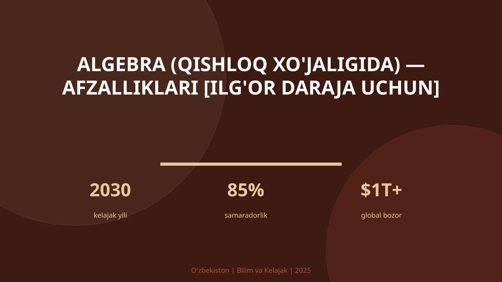 Algebra (qishloq xo'jaligida) — afzalliklari [ilg'or daraja uchun]