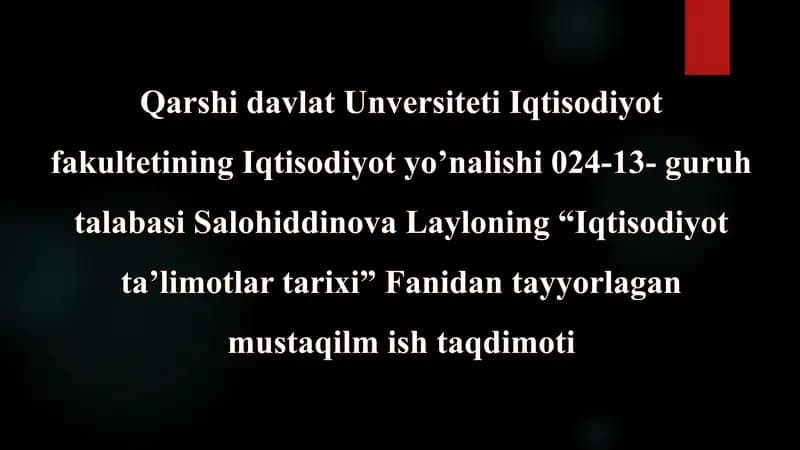 O'rta Osiyo Mutaffakirlari: Iqtisodiy G'oyalar