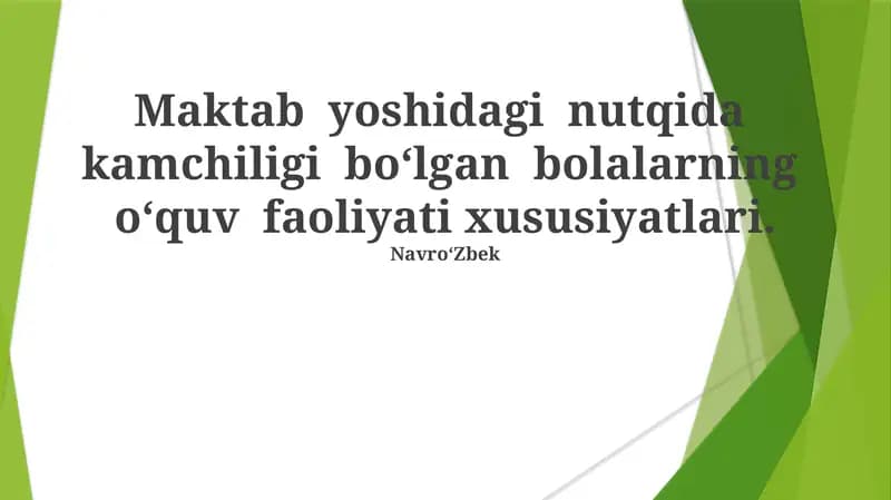 Bolalarning nutqda kamchiligi