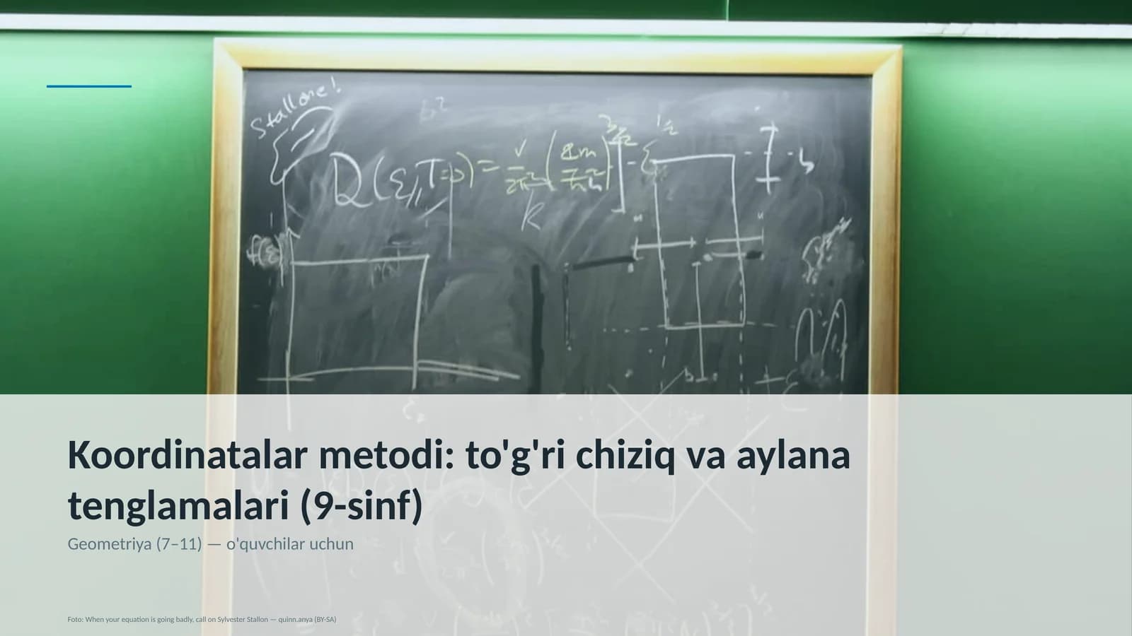 Koordinatalar metodi: to'g'ri chiziq va aylana tenglamalari (9-sinf)