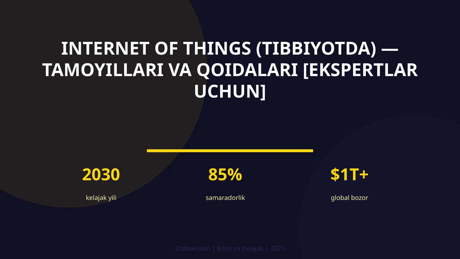 INTERNET OF THINGS (TIBBIYOTDA) — TAMOYILLARI VA QOIDALARI [EKSPERTLAR UCHUN]