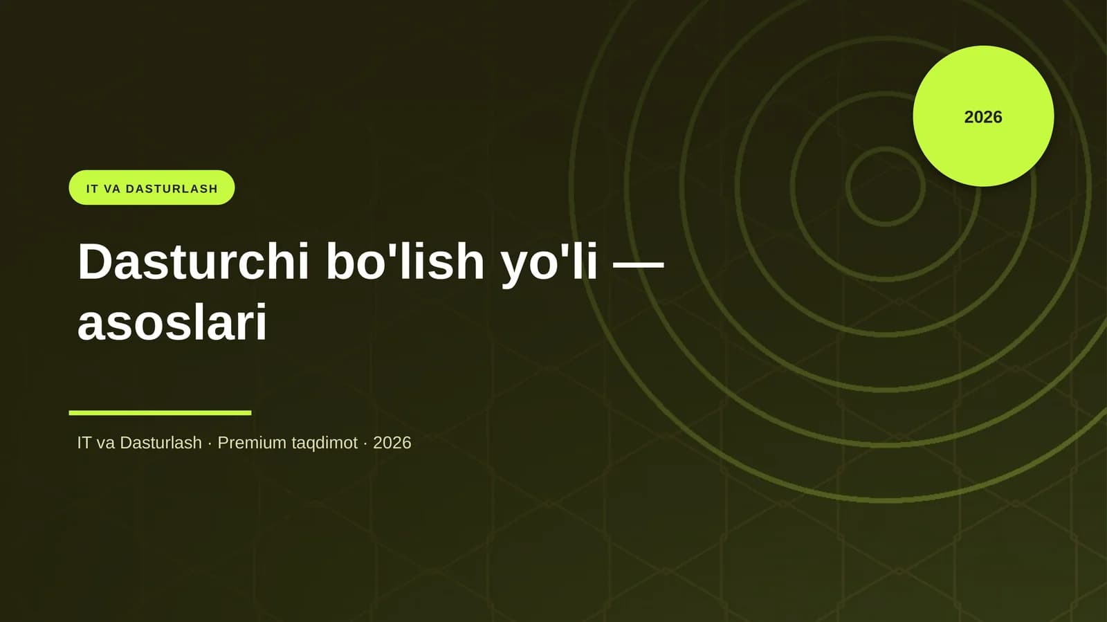 Dasturchi bo'lish yo'li — asoslari