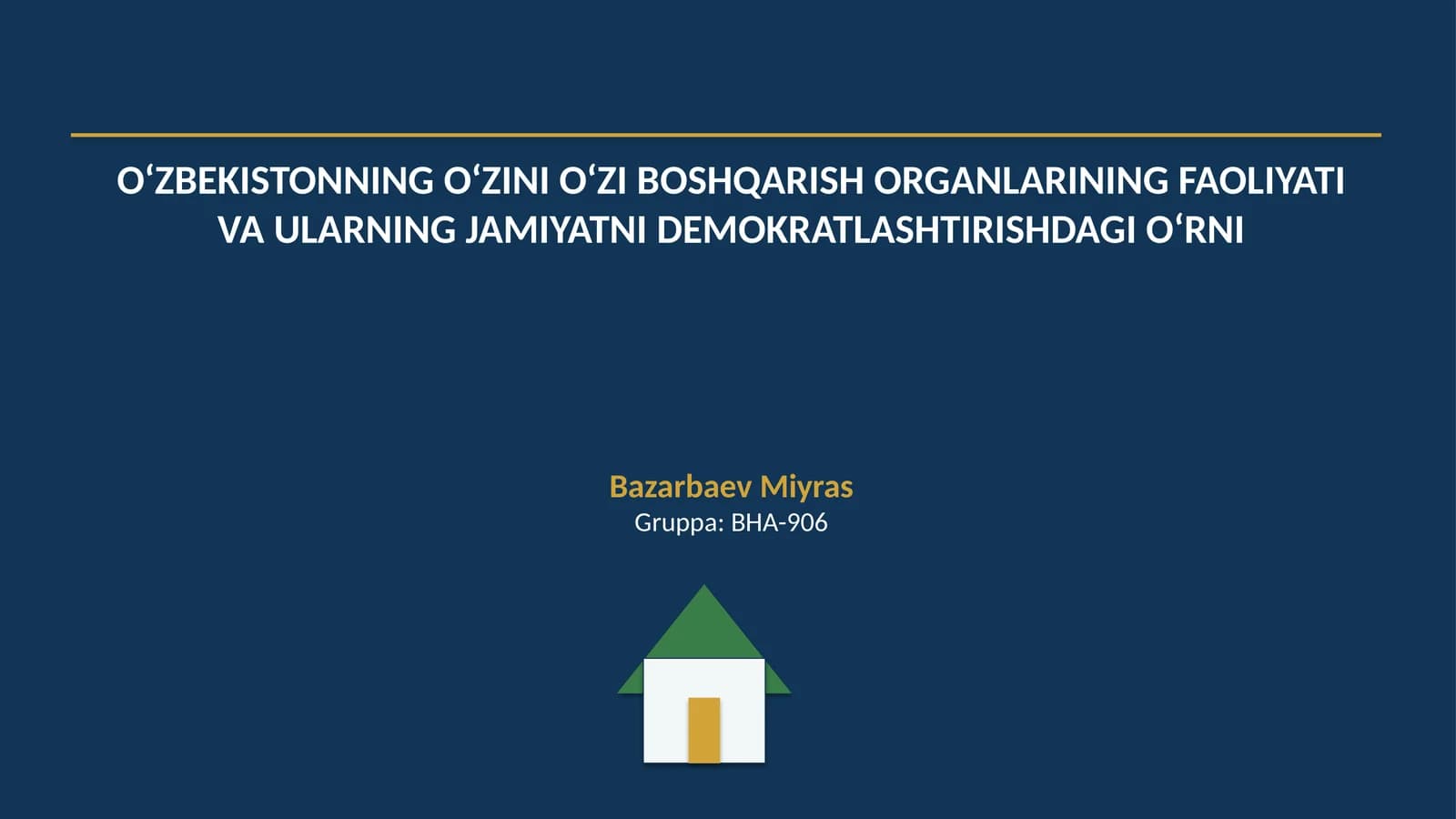 O‘ZBEKISTONNING O‘ZINI O‘ZI BOSHQARISH ORGANLARINING FAOLIYATI VA ULARNING JAMIYATNI DEMOKRATLASHTIRISHDAGI O‘RNI