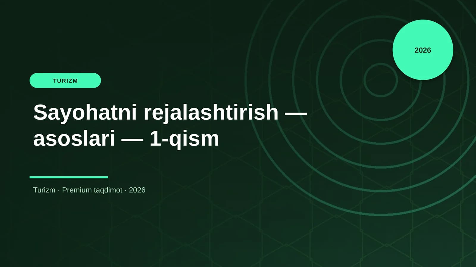 Sayohatni Rejalashtirish - Asoslari - 1-qism