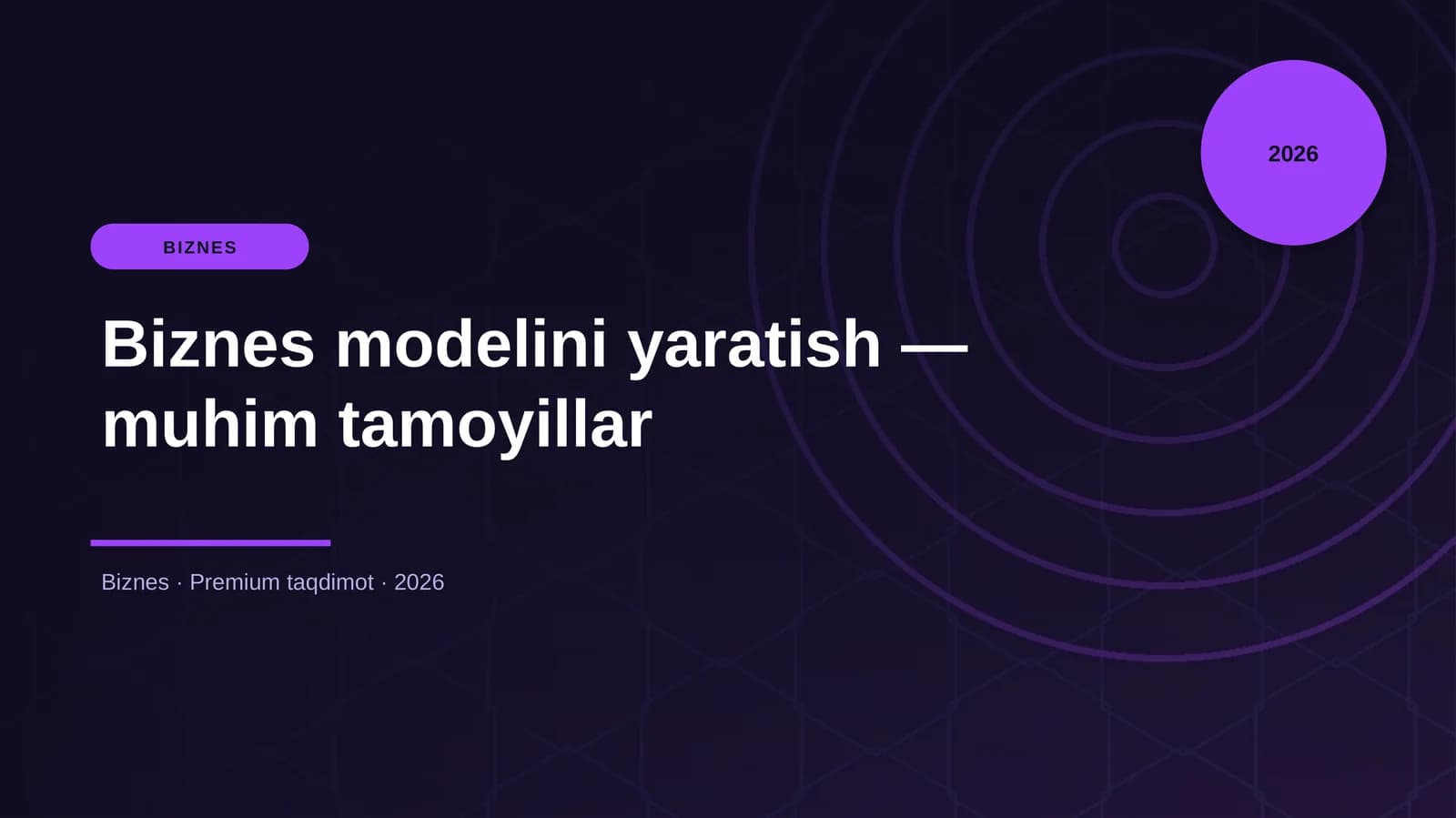 Biznes modelini yaratish — muhim tamoyillar
