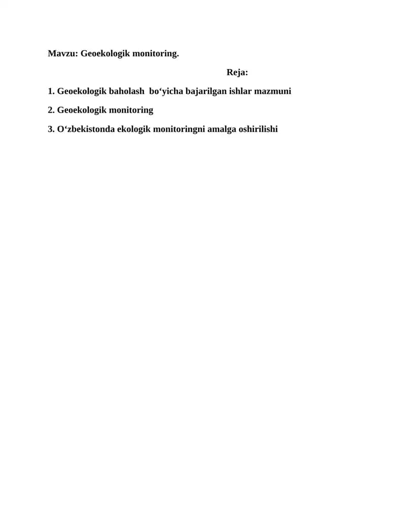 Geoekologiya. Geoekologik monitoring.