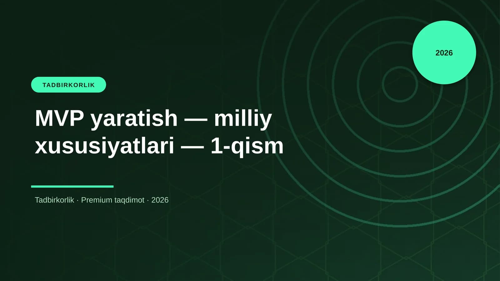 MVP yaratish — milliy xususiyatlari — 1-qism