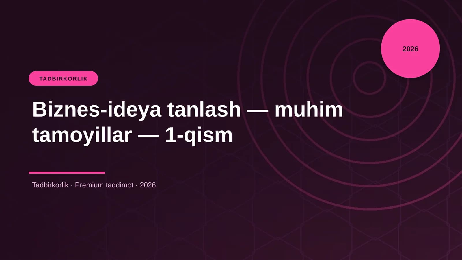 Biznes-ideya tanlash — muhim tamoyillar — 1-qism