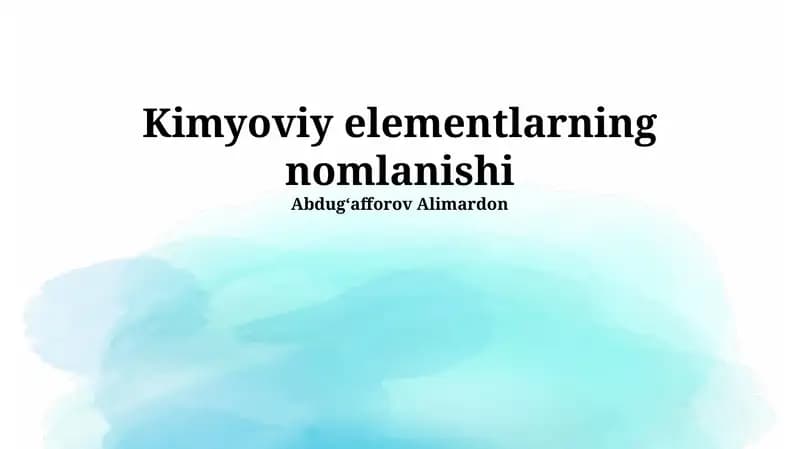 Kimyoviy elementlarning nomlanishi