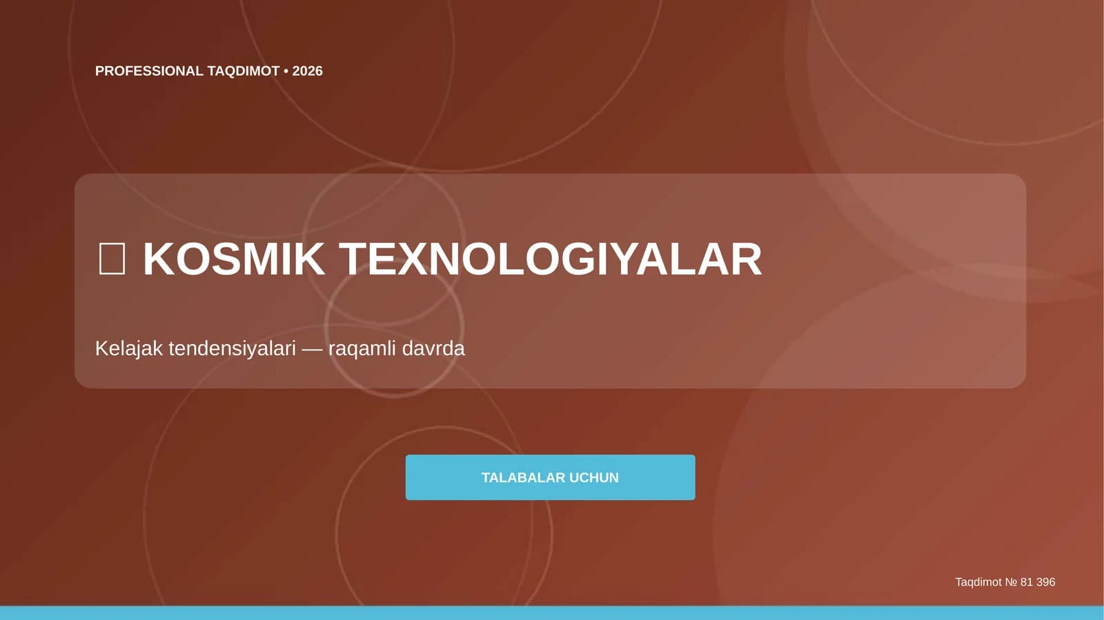 Kosmik texnologiyalar: kelajak tendensiyalari (raqamli davrda) [talabalar uchun]
