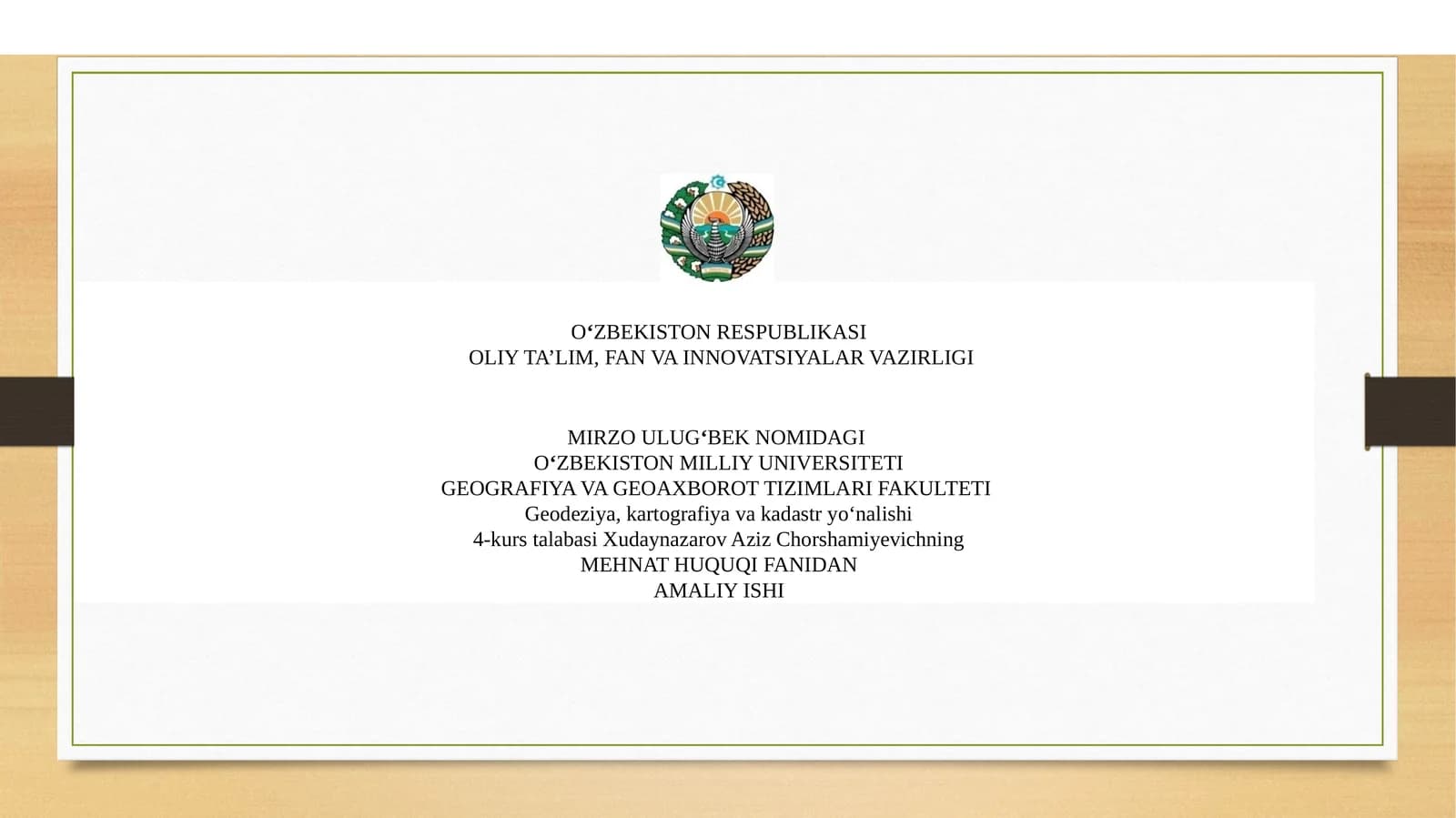 Mehmat huzuklarida mehnat huquqi fanidan amaliy ish