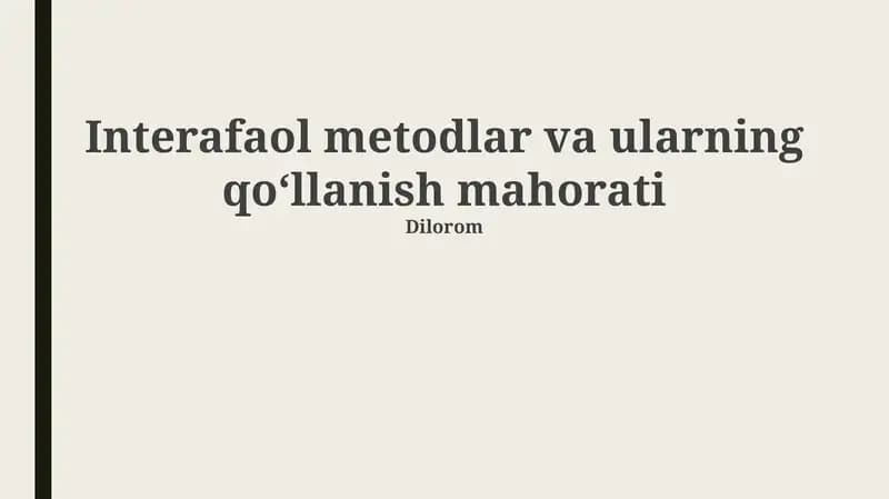 Interaktiv usullar: Ta'rif va turlari