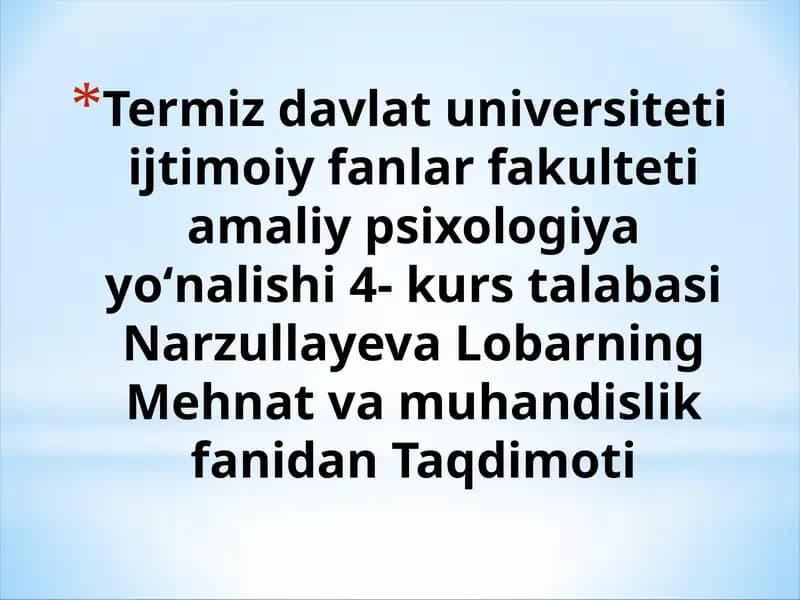 MEHNATNI TASHKIL QILISH PSIXOLOGIYASI
