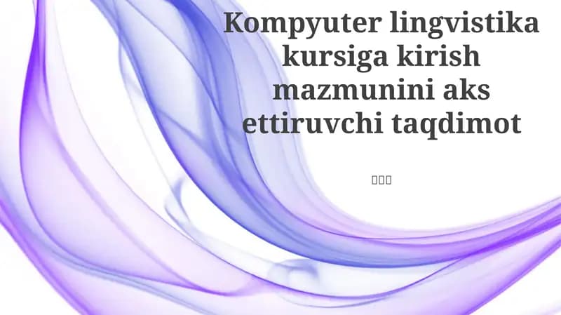 Kompyuter lingvistika kursi