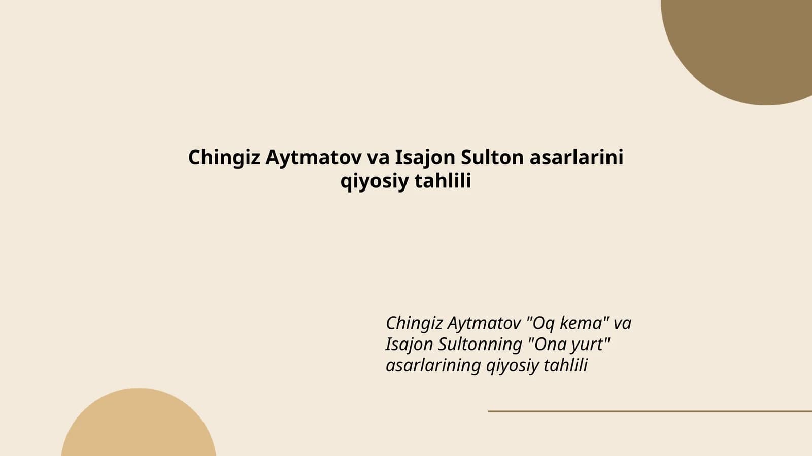 Chingiz Aytmatov va Isajon Sulton asarlarini qiyosiy tahlili