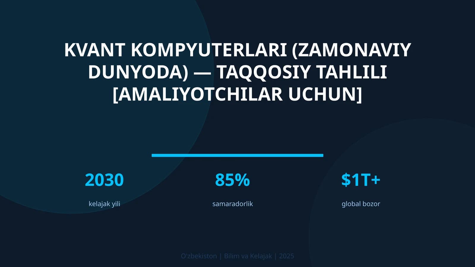 Kvant kompyuterlari (zamonaviy dunyoda) — taqqosiy tahlili [amaliyotchilar uchun]