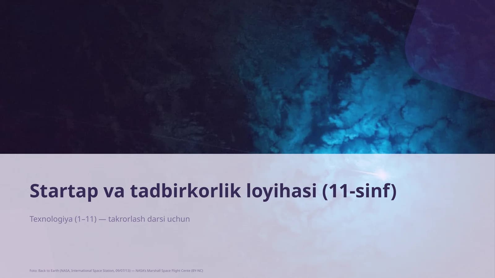 Startap va tadbirkorlik loyihasi (11-sinf)