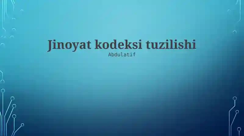 Jinoyat Kodeksining Umumiy Qoidalari
