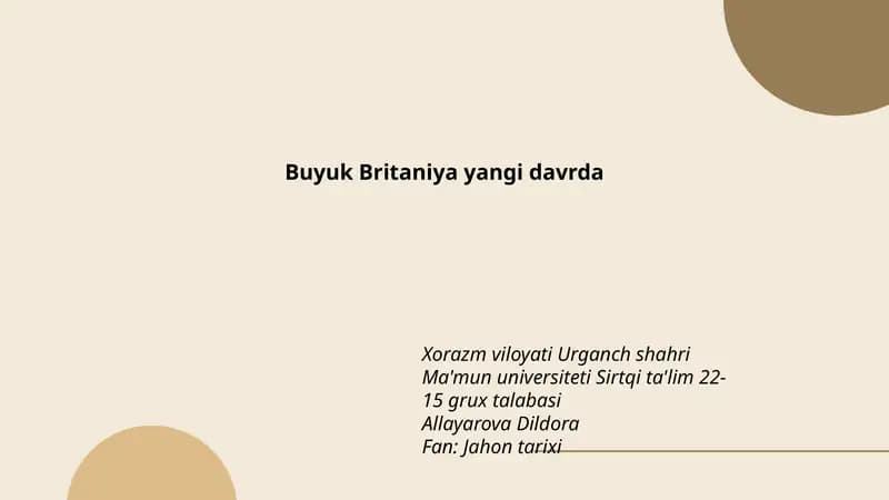 Buyuk Britaniya yangi davrda